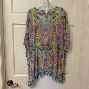 Colorful Paisley Beach Coverup with Tassels